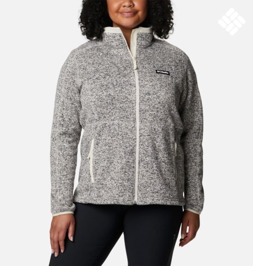 Women's Columbia Sweater Weather Full Zip Fleece Jackets Grey | Plus Size CA-OC5A3